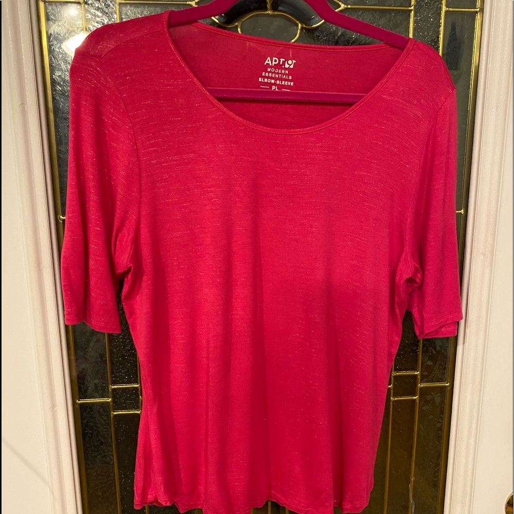 Apt 9 Petite Large Pretty in Pink Short Sleeve Blouse